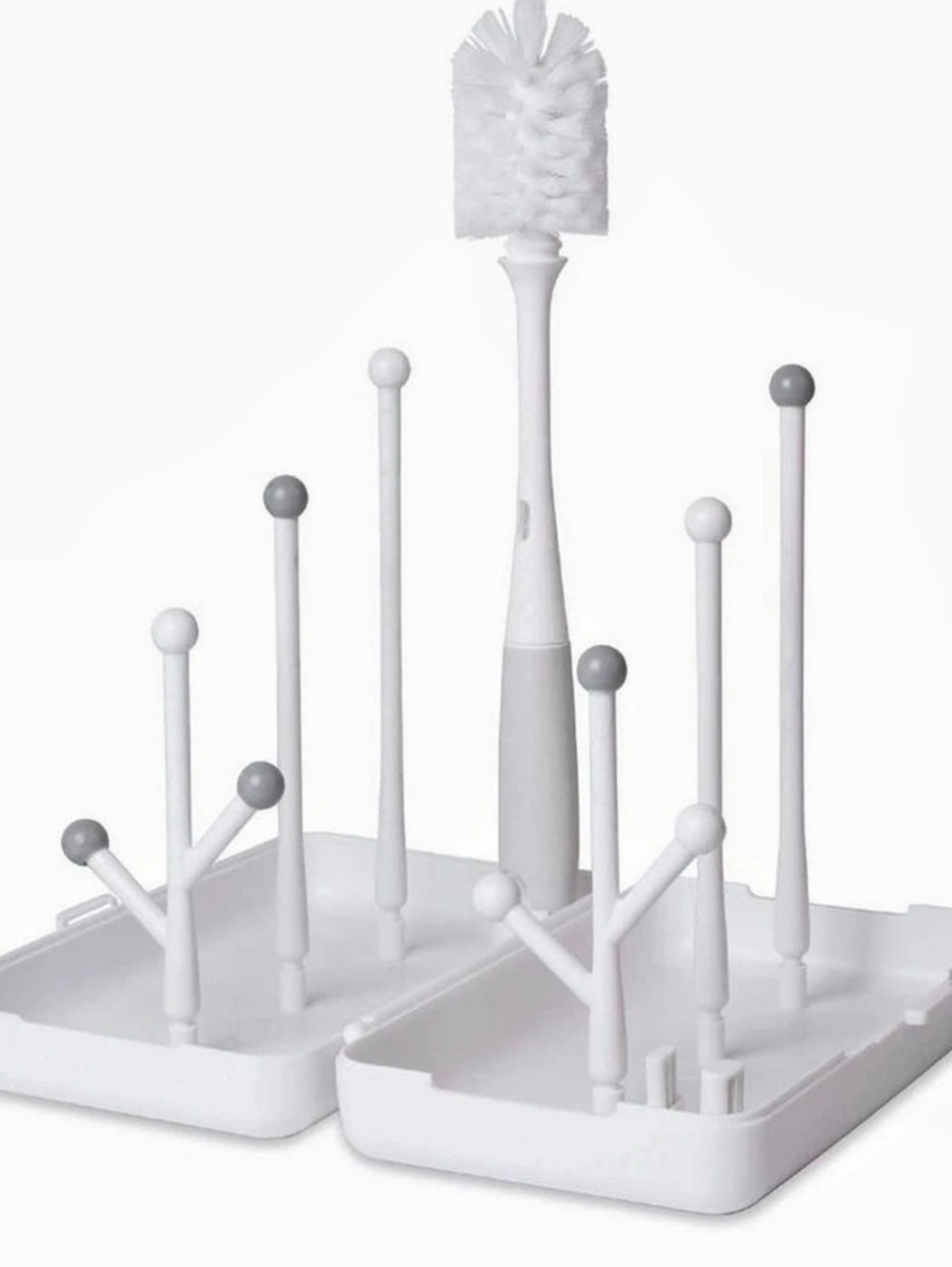 Termichy space saving baby bottle drying rack and brush set in white
